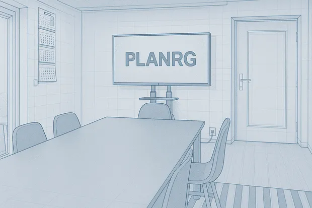 Illustration eines Besprechungsraums im PLANRG-Büro