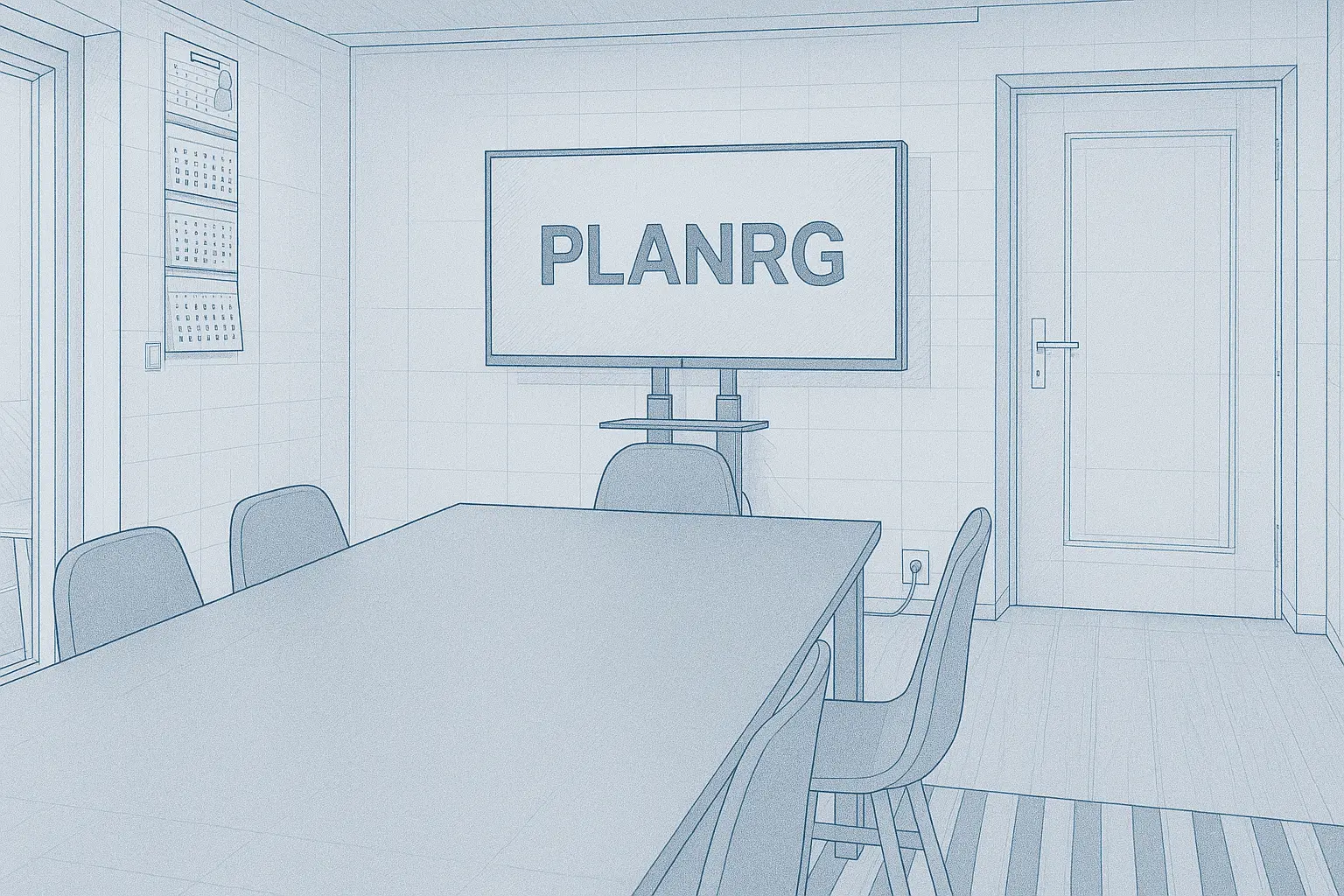 Illustration eines Besprechungsraums im PLANRG-Büro